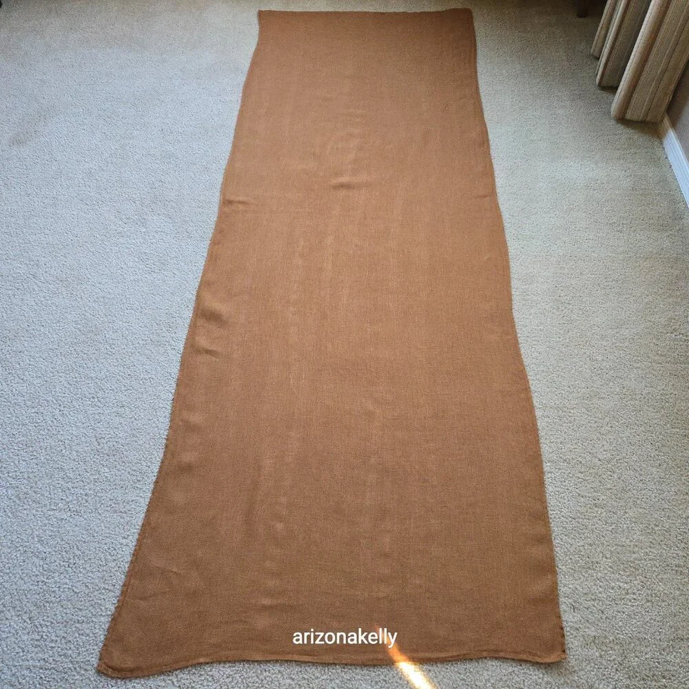 Linen Scarf Hemmed Chestnut Brown